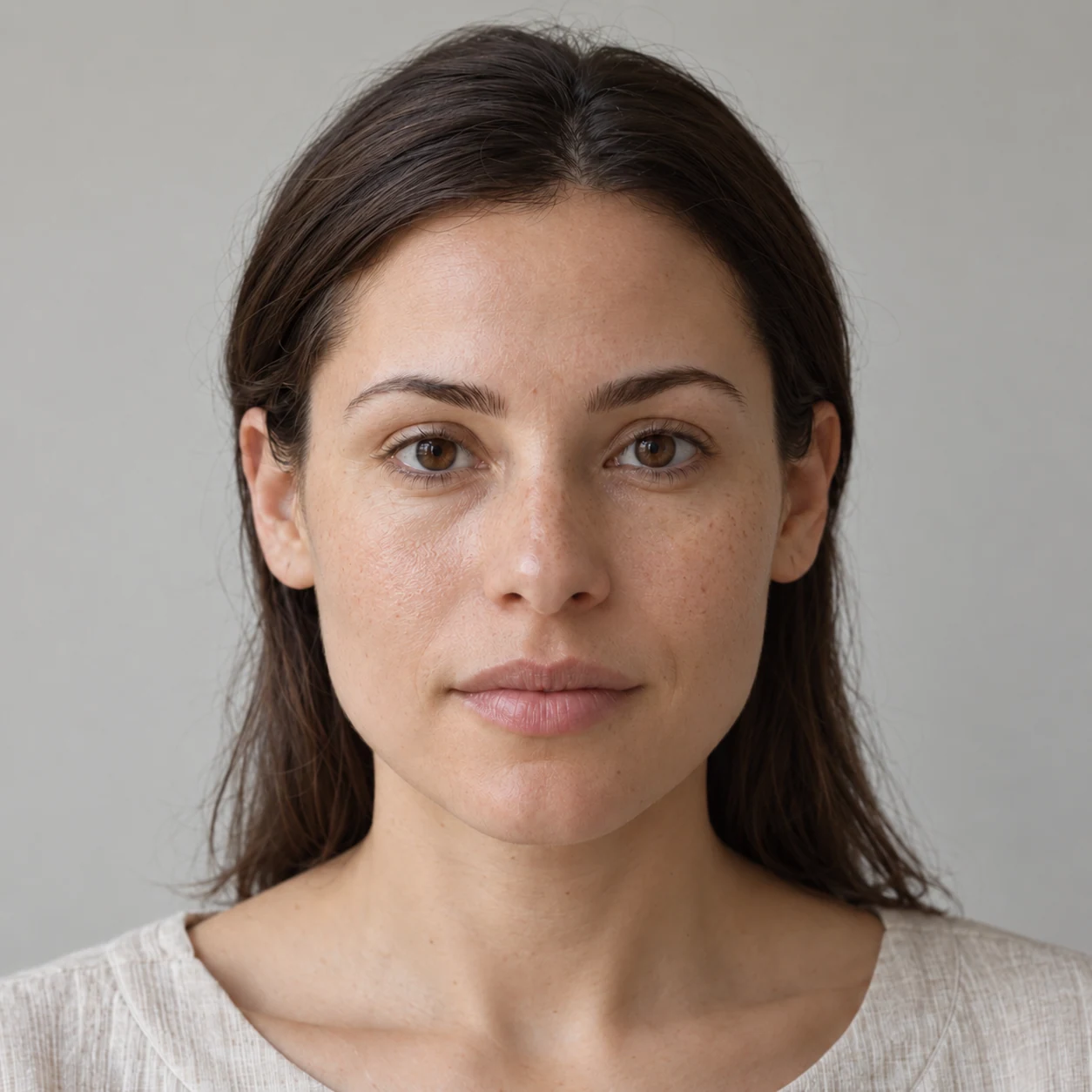 Portrait illustratif d’une femme adulte, avec une texture de peau naturelle